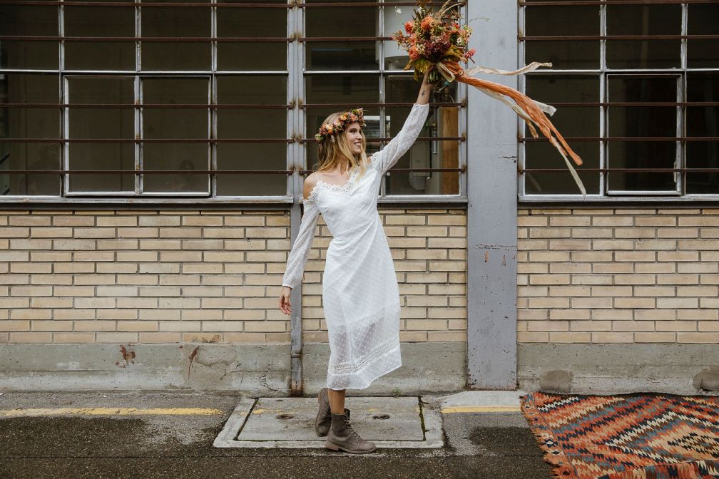 Herbsthochzeit Boho Brautkleid
