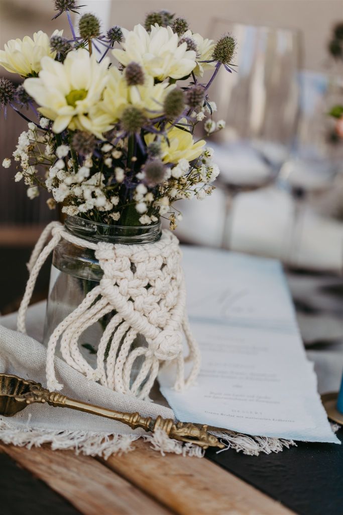 Elopement Wedding Tischdekoration Makramee