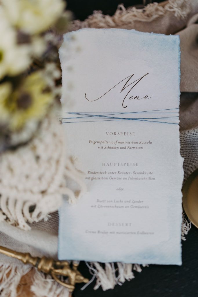 Elopement Wedding Menükarte