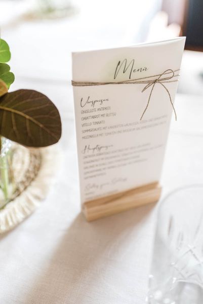 Nachhaltige DIY Hochzeit Menükarte